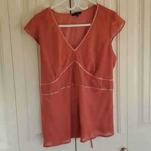 V-neck beaded and embroidered blouse